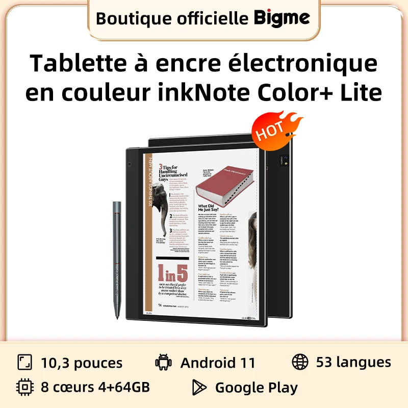 BIGME inkNote Color + Lite 10.3 pouces e Ink E-book lecteur électronique e-ink ebook papier tablette eink livre eReader BIGME inkNote Color + Lite 10.3 pouces e Ink E-book lecteur électronique e-ink ebook papier tablette eink livre eReader