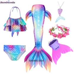 Girls Tail Mermaid Tails Beach Clothing Costumes With Monofins Bikini Swimming Cosplay Little Mermaid Tail for Swimwear