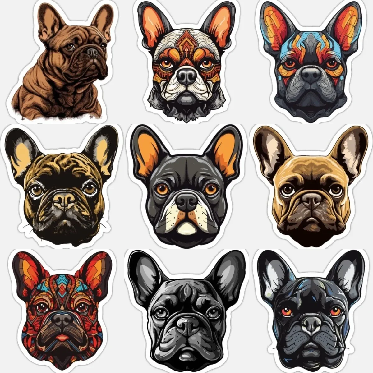 

French Bulldog Pet Dog Cute Creative Stickers Laptop Window Car Truck Table Bicycle Motorcycle Off-road Helmet Camper PVC Decal