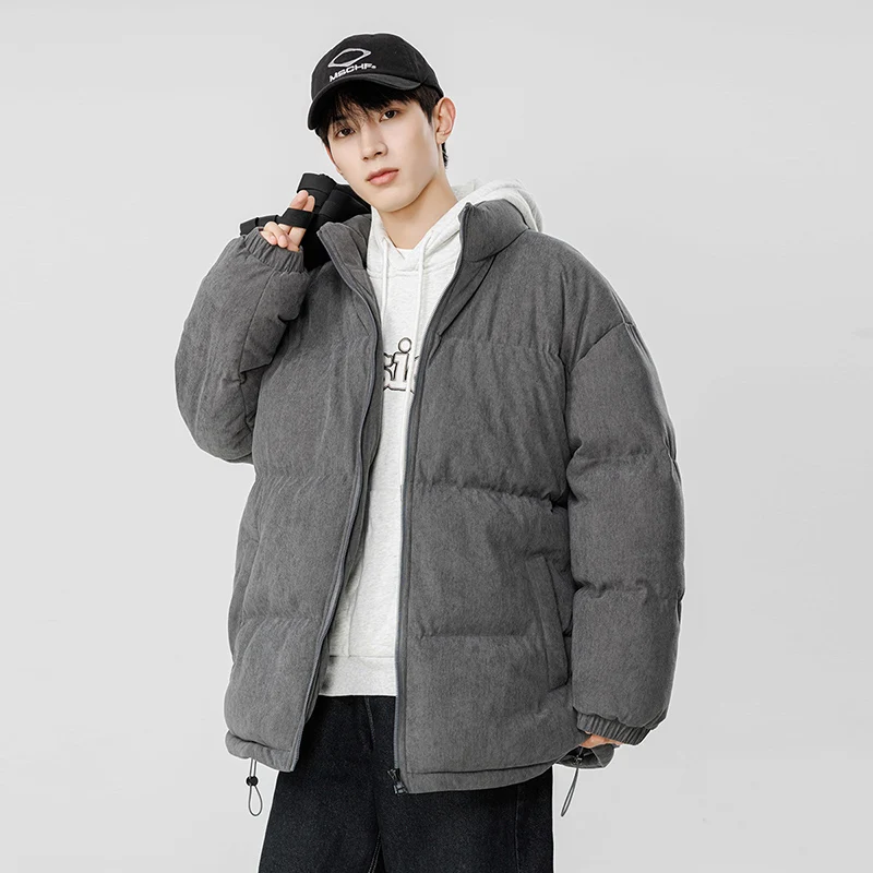 

Winter Thiened Cotton Jaet Men's Corduroy Warm Coat Youth Faion ort Sle Loose Fit Stand Collar Cotton Clothing