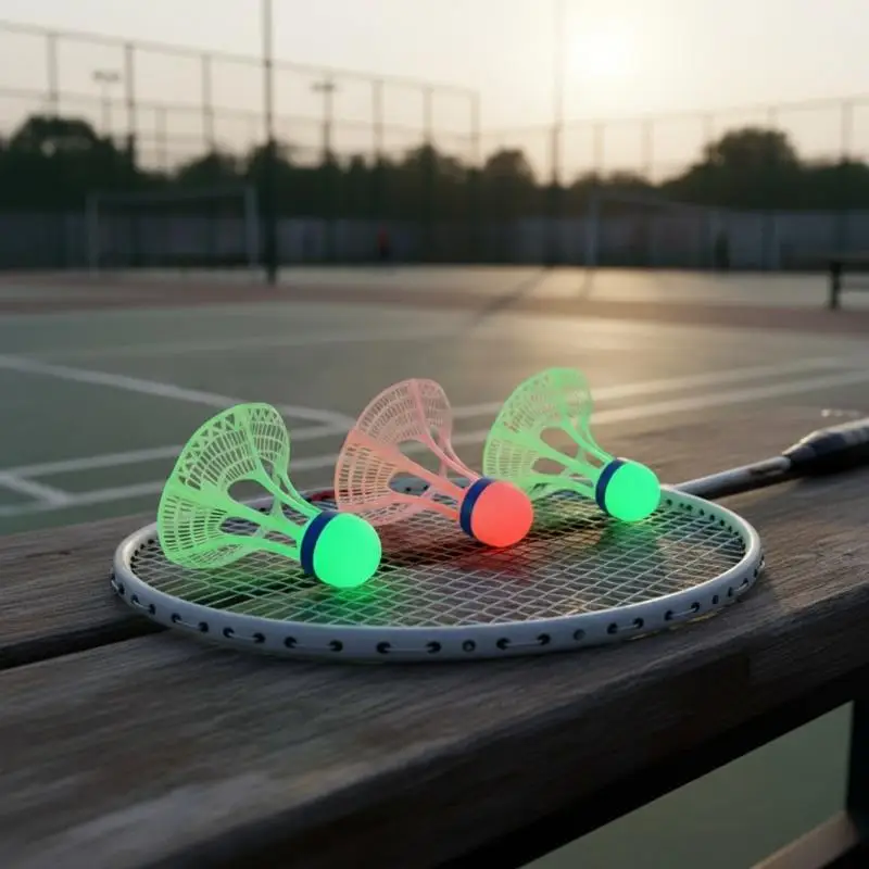 [J] 3/10Pcs LED Badminton Shuttlecocks -Lighting Glow In The Dark Badminton Birdies Badminton Practice Windproof Shuttlecocks