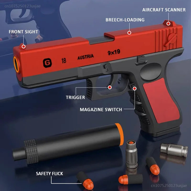 2024ใหม่โมเดลปืนจำลอง ABS สำหรับเด็กปลอดภัยปืน pistol peluru mainan นุ่มอุปกรณ์เสริมมากมาย