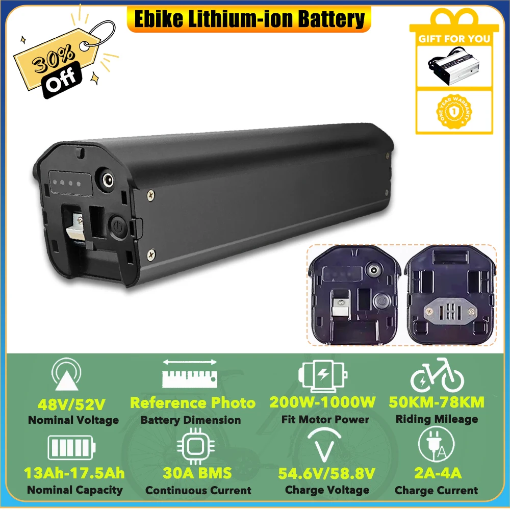 Extra 48V 16Ah Ebike Battery Pack 15Ah 17.5Ah for ENGWE E26 Max Range 26inch Fat Tire Electric Bicycle Lithium-ion Batteries