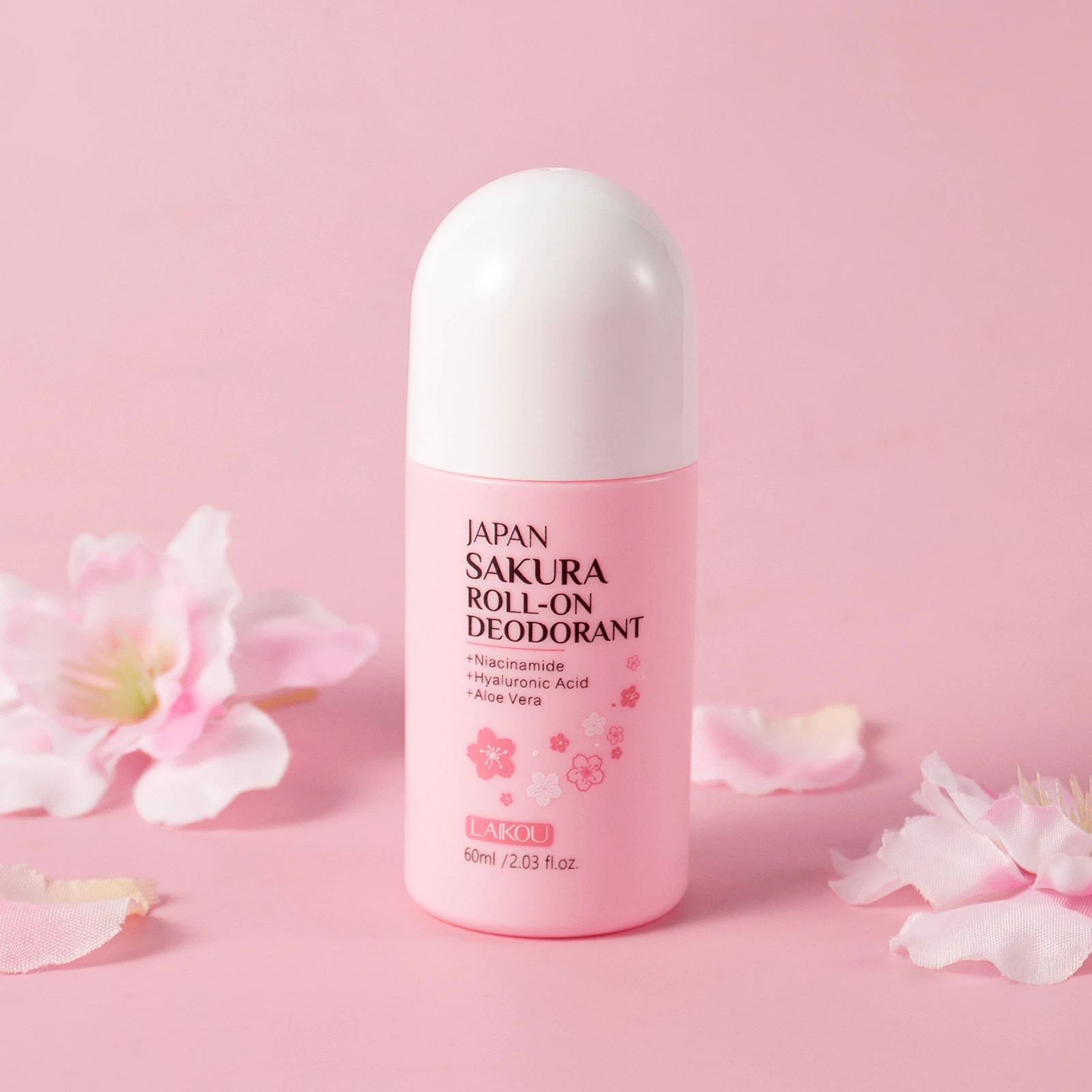 LAIKOU Sakura Roll On Deodorant, Long Lasting Antiperspirant Body Deodorant for Women, Fresh Floral Scent 60ml Japanese Sakura