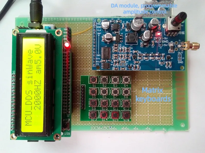 

Signal generator based on 51 single chip microcomputer, signal source, sine wave, triangle wave, square wave, adjustable frequen