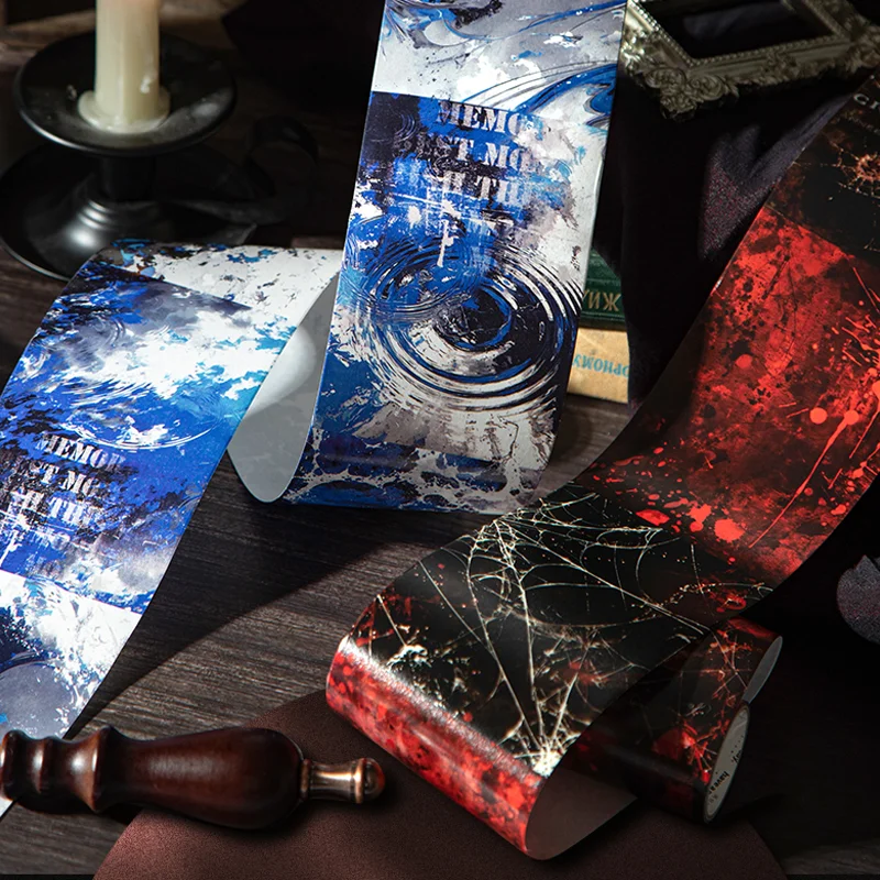 1ロール ゴシックスタイル和紙テープ 200cm、ジャーナル、スクラップブック、フォトフレーム、スマホケースの装飾用ダーク系背景、Mr.paper