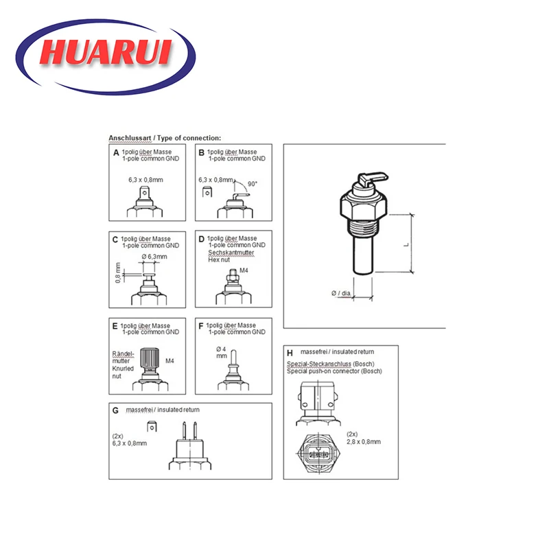 Diesel unit parts VDO water temperature sensor probe generator temperature oil pressure sensor plug