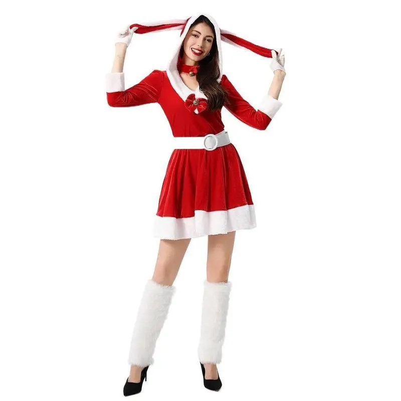 

Красный костюм Cisas Dr S Claus Par Dr Rabbit Girl orm Праздничный наряд Женский традиционный китайский костюм