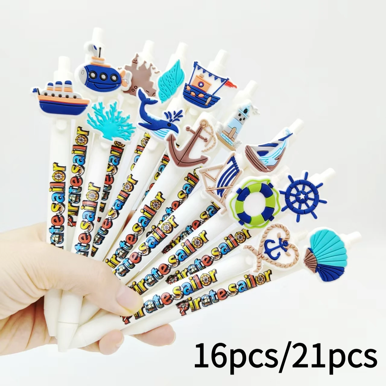 

16 шт./21 шт., шариковая ручка с пиратским матросским принтом, белая серия, ручка, подарочная ручка