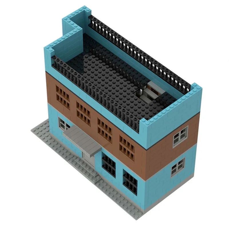 565Pcs Modular House MOC Architecture Building Blocks City Street View Blue Brown Apartment Bricks DIY Educational Construction