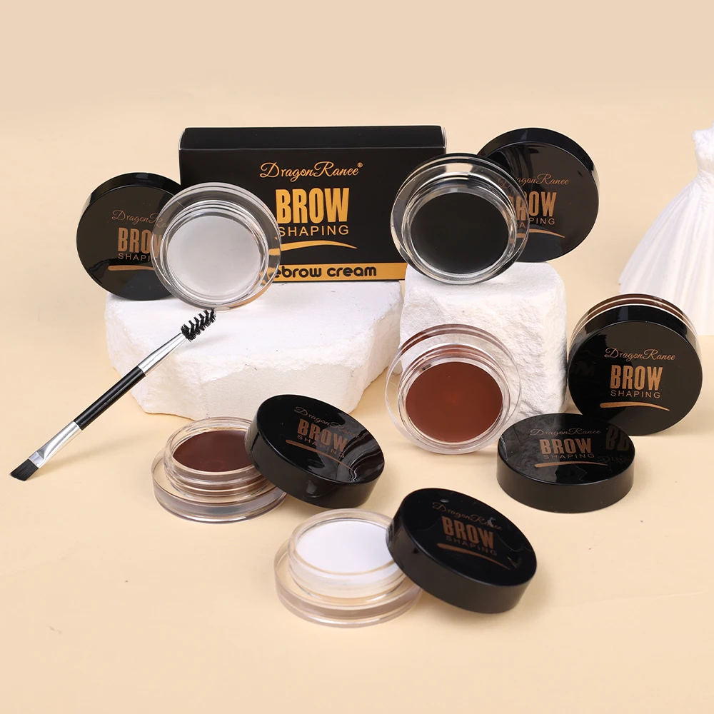 Black Brown Eyebrow Cream Eyeliner with Makeup Brushes Waterproof Long Lasting Highly Tint Natural Brow Styling Gel Wax Cosmetic