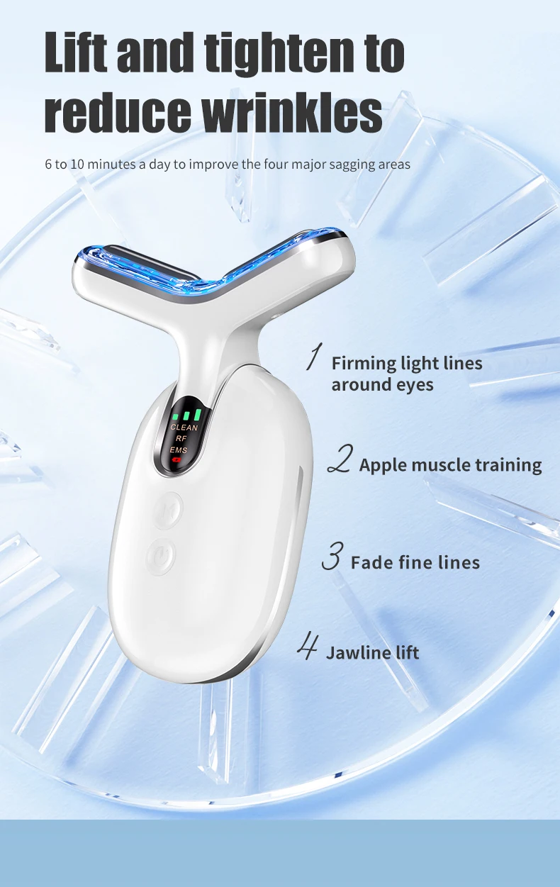 Neck Beauty Device RF Mikrostrom Multifunktionsmassagegerät Hautpflege Sculpting Tool Frauen Geschenk Weiß mit Sockel