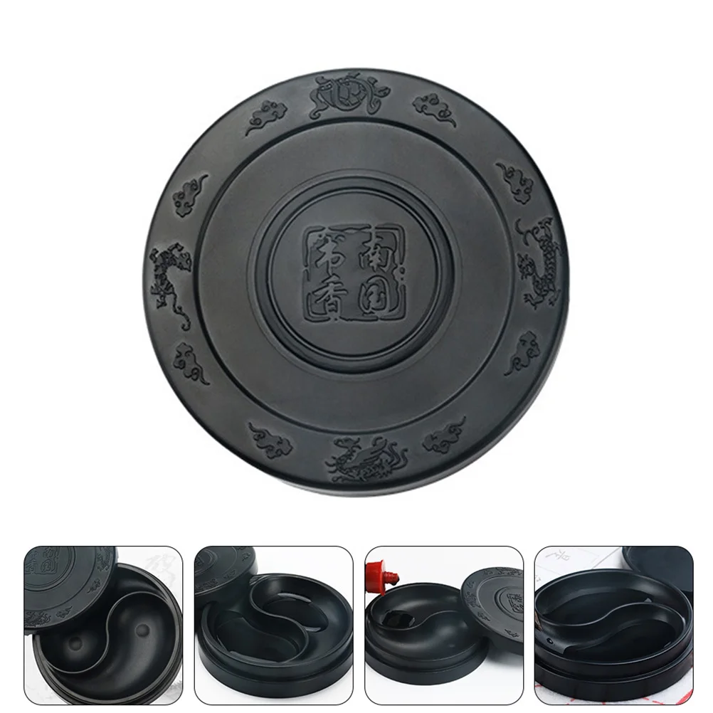 

2 Pcs Plastic Creative Ink Plate Calligraphy Inkslab Smooth Exquisite Workmanship Easy to Use Painting