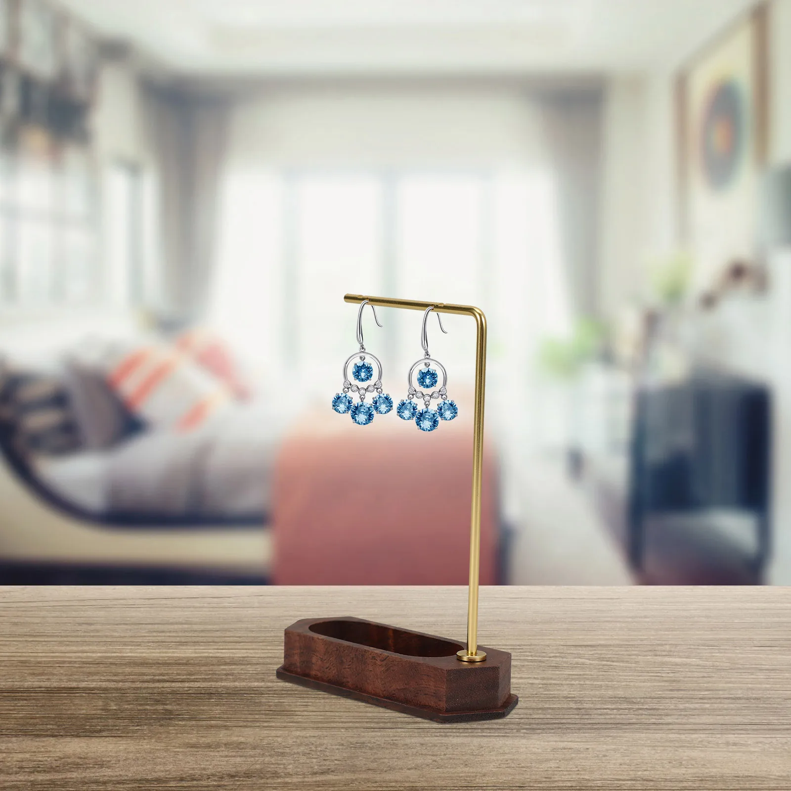 

Compact Jewelry Display Stand Necklace Earring Holder Rack Organizer For Vanity Dresser Wedding Engagement Gift