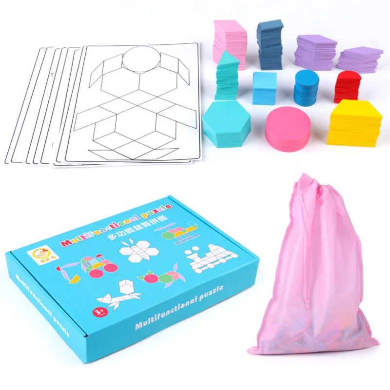 Toddler Multifunctional Geometric Puzzle Board Baby Shape Color Recognition Puzzle Wooden Early Educational Toys Kids Gifts