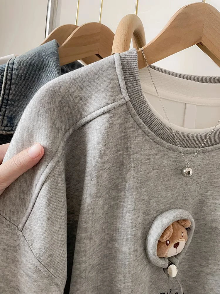 Felpa con cappuccio lunga Sve con stampa cartoon retrò ey ex Primavera Autunno Casual American Sle Thiened Felpa rotonda Ne