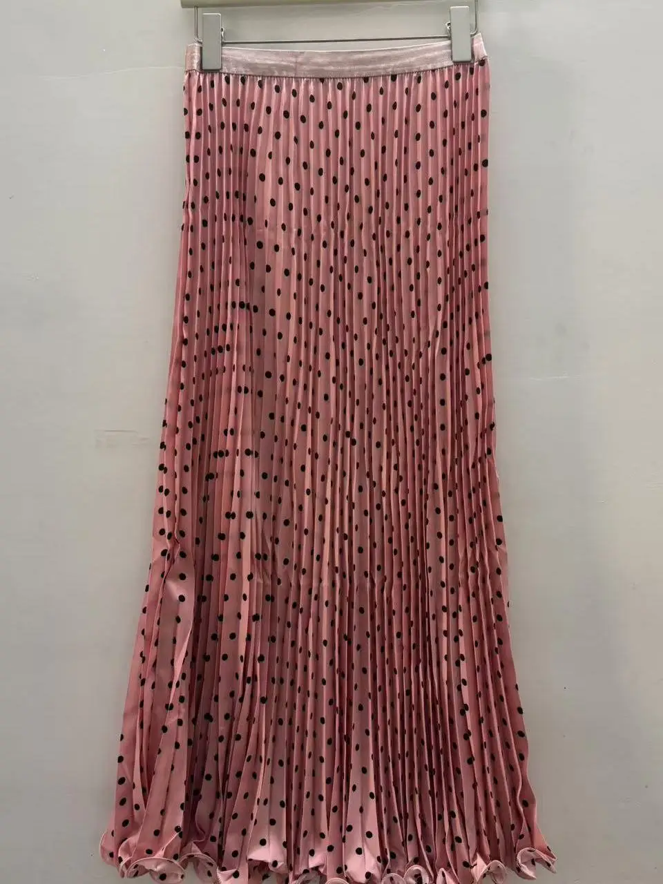 

High Waist Pleated Polka Dot Skirt Loose Casual Sle A-Line Silhouette Full Length Girls Summer Faion Skirts