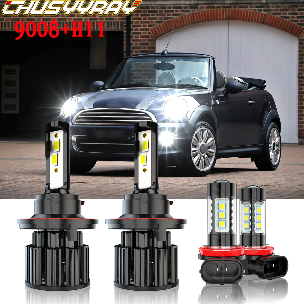 

CHUSYYRAY Compatible For Mini Cooper 2007-2018 Combo 6000K LED 9008 Headlights Hi/Lo H11 Fog Light Bulbs Kit Car accsesories