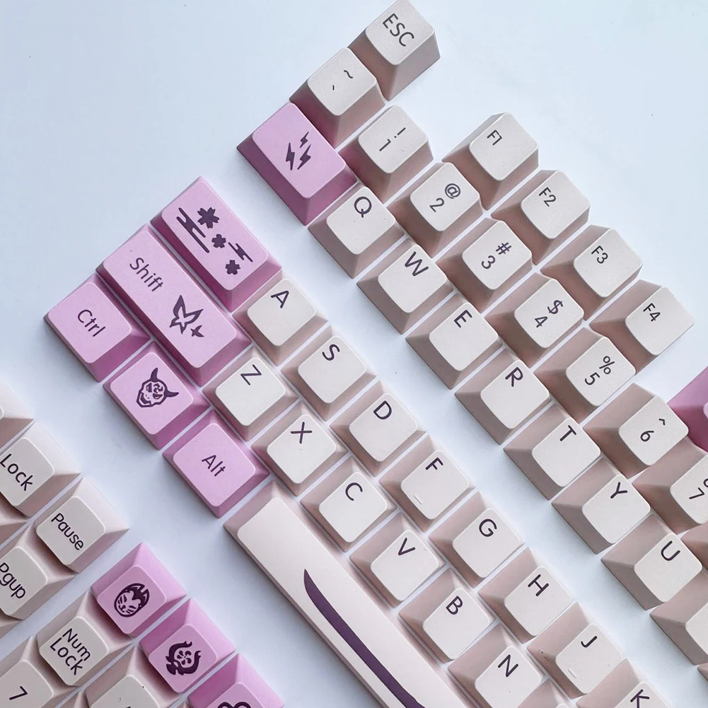 ชุดคีย์บอร์ด PBT 134คีย์/ชุดคีย์บอร์ดกลไกการเล่นเกมชุดคีย์การ์ด PBT แบบซับเบด DIY ออกแบบเองโปรไฟล์คีย์แคปสำหรับแป้นพิมพ์สวิตช์ MX