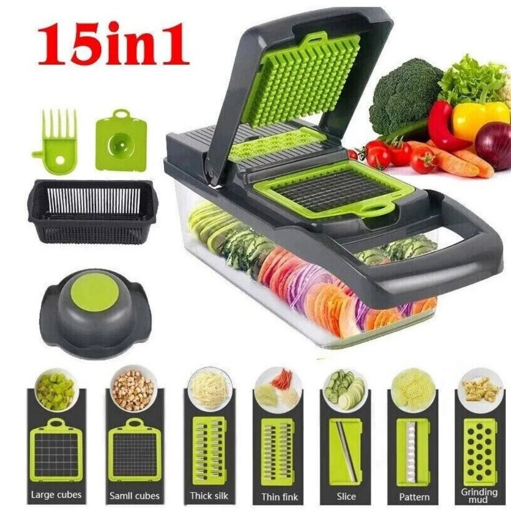 16 in 1 Vegetable Chopper, Salad Fruit Vegetable Food Chopper Slicer Peeler