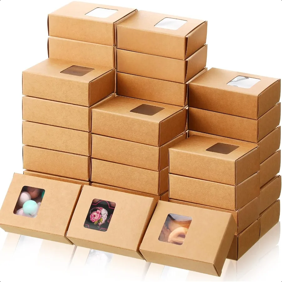100 Pcs Soap Packaging Boxes Kraft Paper Boxes 3.5 x 2.6 x 1.2 Inch Brown
