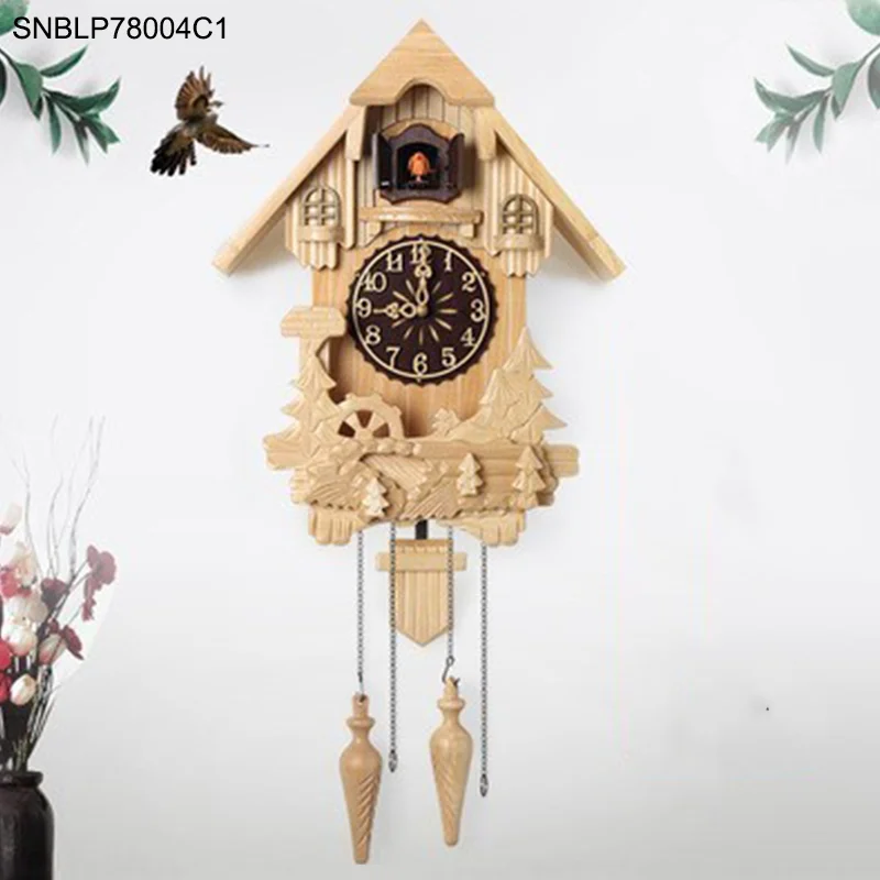 Винтажные деревянные настенные часы с изображением кукушки, украшение ручной работы из липы с птицами, музыкальное время, будильник, часы
