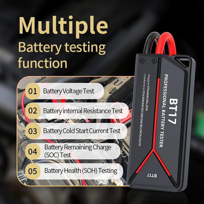 

Battery Tester BT17 Battery Analyzer 12V Automotive Battery Load Tester