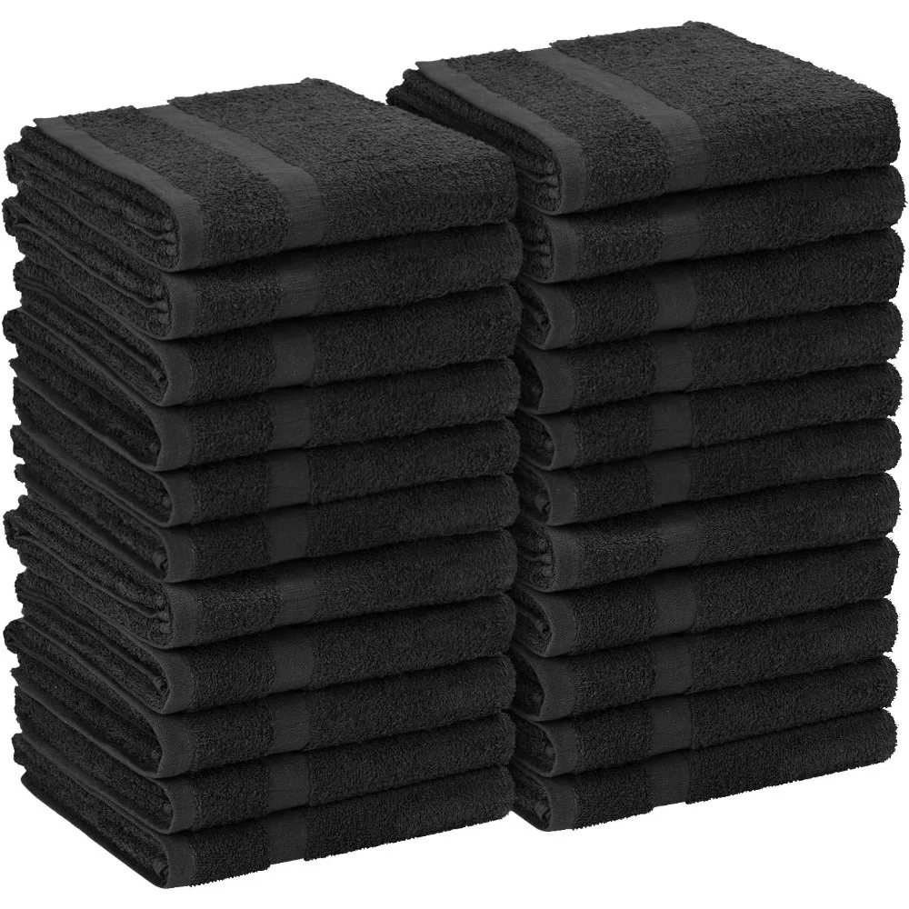 

Black Salon Towels, Pack of 72 (Not Bleach Proof, 16 x 27 Inches) Highly Absorbent Towels for Hand, Gym, Beauty, S