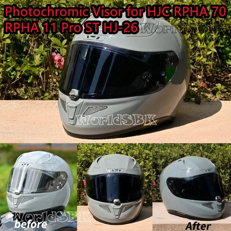 Visera fotocromática para HJC RPHA 11 PRO RPHA 70 ST HJ-26 Protector de Casco corte Uv Casco Moto protección facial Visera parabrisas