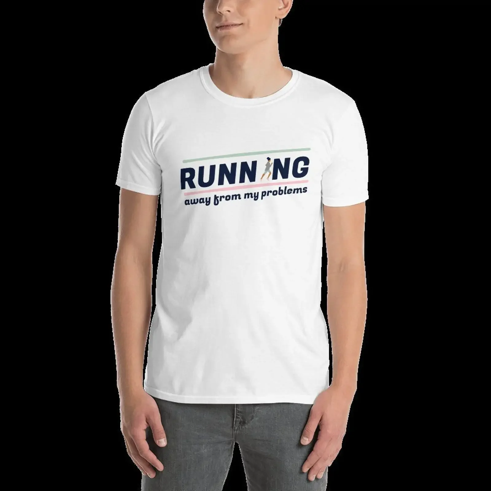 Running Away T-Shirt, Vintage-Waschung, modisch, leicht bequem, lässig, Herren-Oberteil für den Alltag, Unisex, vielseitig, dehnbar