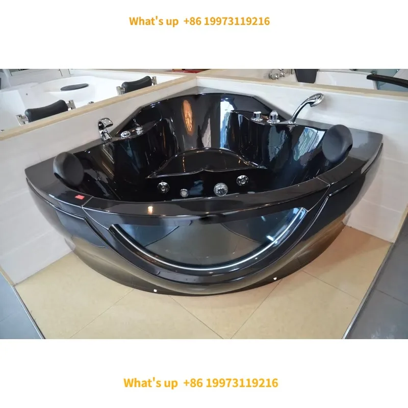

Гидромассажная акриловая ванна-джакузи 2026 года, 1400 мм (1,4 м), для одного человека, черная, угловая, с функцией массажа