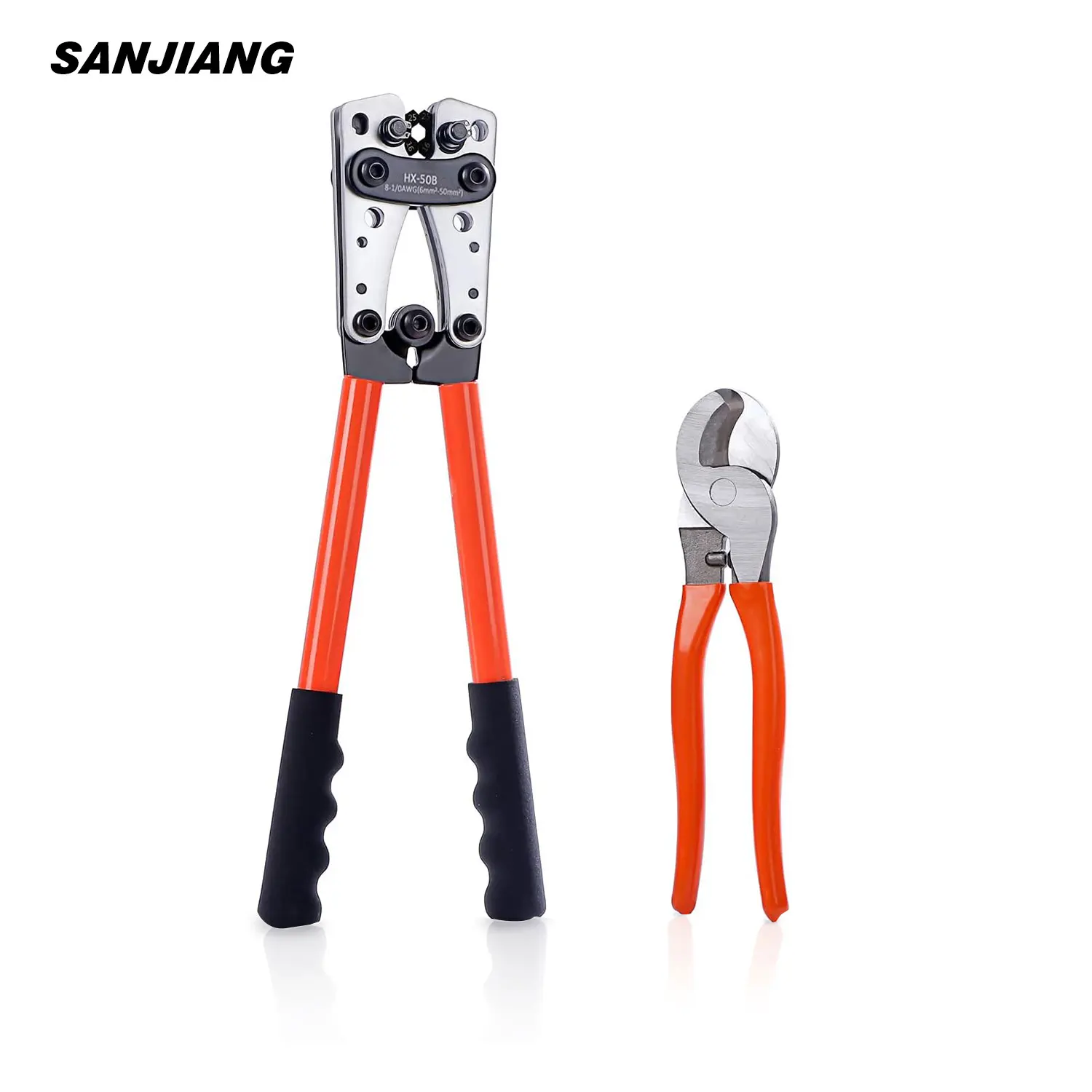 HX-50B Cable Lug Battery Terminal Crimping Pliers Hand Electrician Tools for Crimping Wire Cables from 6-50 mm²