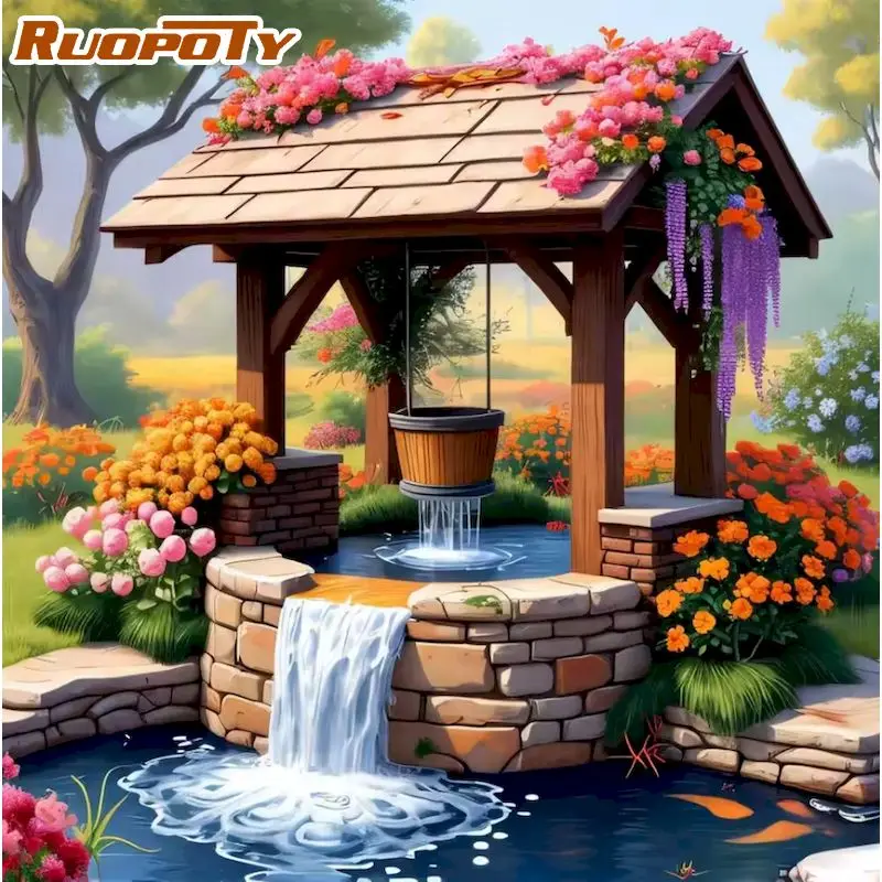 RUOPOTY Diamond Painting Kit Home Wall Decor Diamond Embroidery Well Scenery Full Round/Square Diamond Art Painting Wall Decor