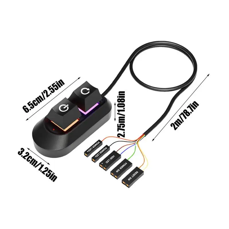 External PC On Off Button External Desktop Computer Case Motherboard On Off Button PC Start Button With 6.5Ft Cables Computer