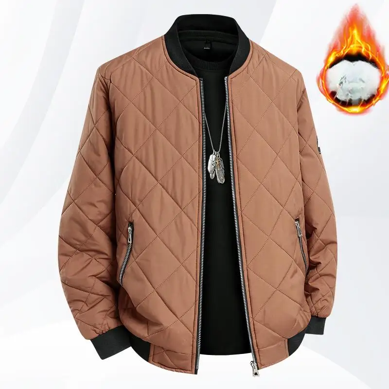 

8XL Plus Size Men's Winter Parkas Fleece-Lined Thickened Baseball Stand Collar Cotton Padded Outwear Puffer Jacket Fashion Coat