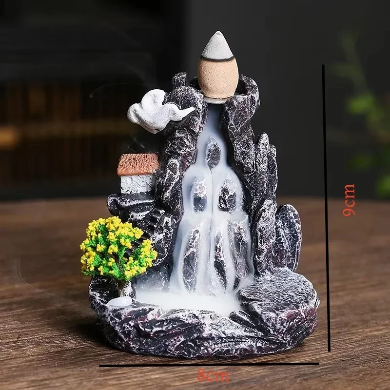 Backflow Incense Holder Waterfall Incense Burner Home Decor Aromatherapy Ornament Incense Cones with Backflow Incense Cones