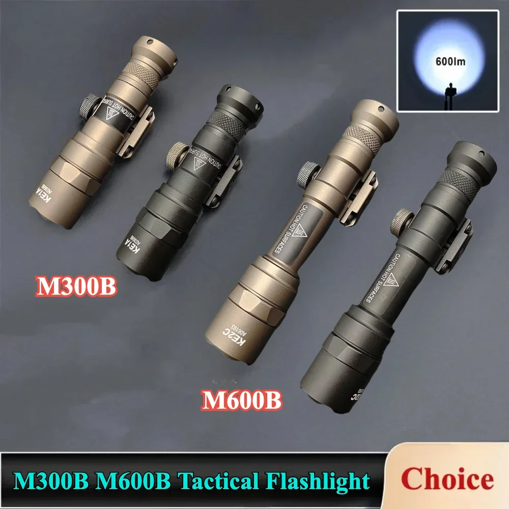 

Тактический светодиодный фонарик M300B M600B, скаутский фонарь для оружия с двойным переключателем давления, подходит для рейки 20 мм для охоты на открытом воздухе