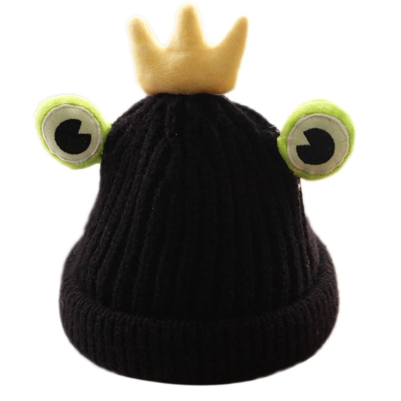 YUYU Sweet Children Cartoon for Frog Big Eyes Knitted Hat Casual Knitted Beanie Hat Foldable for Baby Boys & Girls