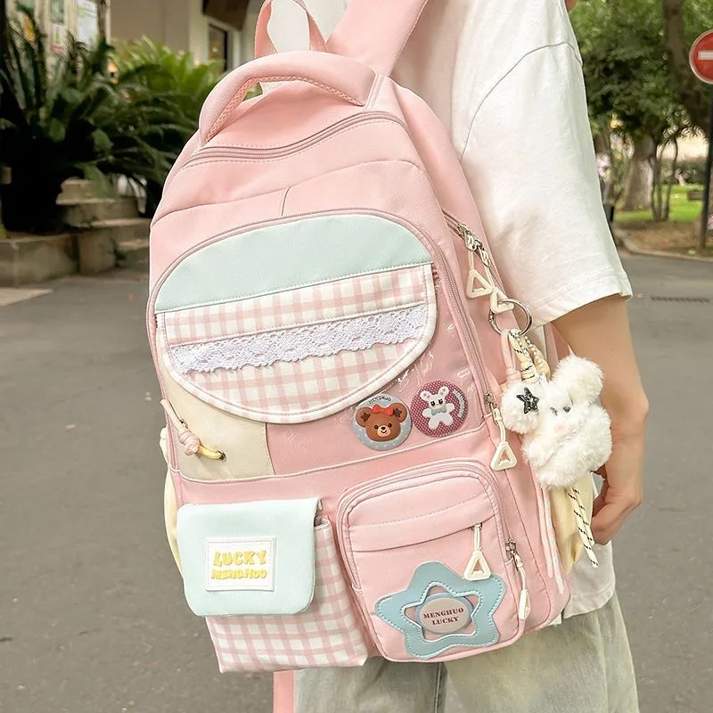 New Y2K Cartoon Ita Backpack Large Capacity DIY Display Knapsack Cute Girl Transparent Crossbody Bag Students Shoulder Schoolbag