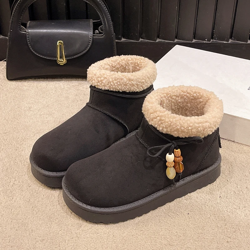 

Women Fur Snow Boots Warm Short Plush Cotton Shoes Ankle Boots 2025 Winter Trend Sport Sneaker Casual Walking Chelsea Boots Lady