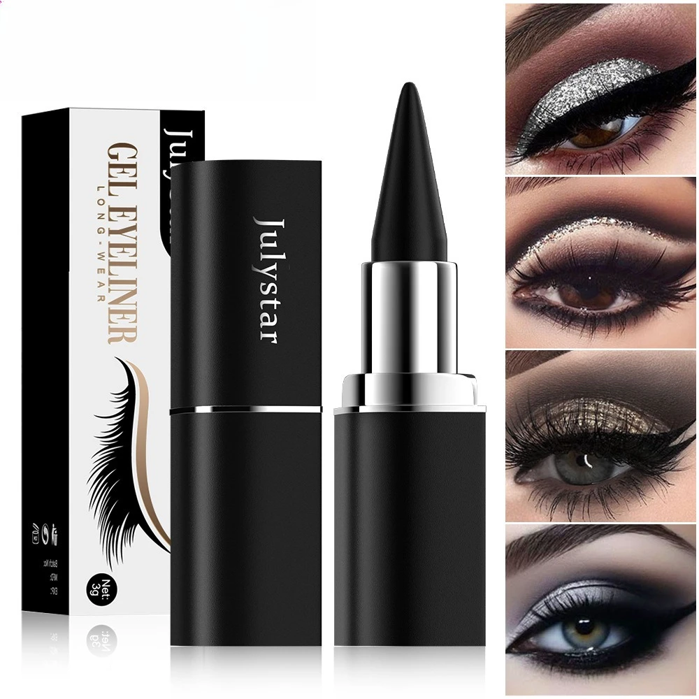 Eyeliner Gel mat imperméable à séchage rapide, longue durée, résistant aux taches, noir intense, solide, crayon pour femme, tenue toute la journée