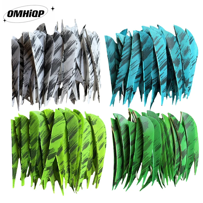 50Pcs 3Inch Water Drop Achery Feathers Fletching Natural Turkey Vanes Arrow Fletches Ink Pattern Feather DIY Hunting Accessories