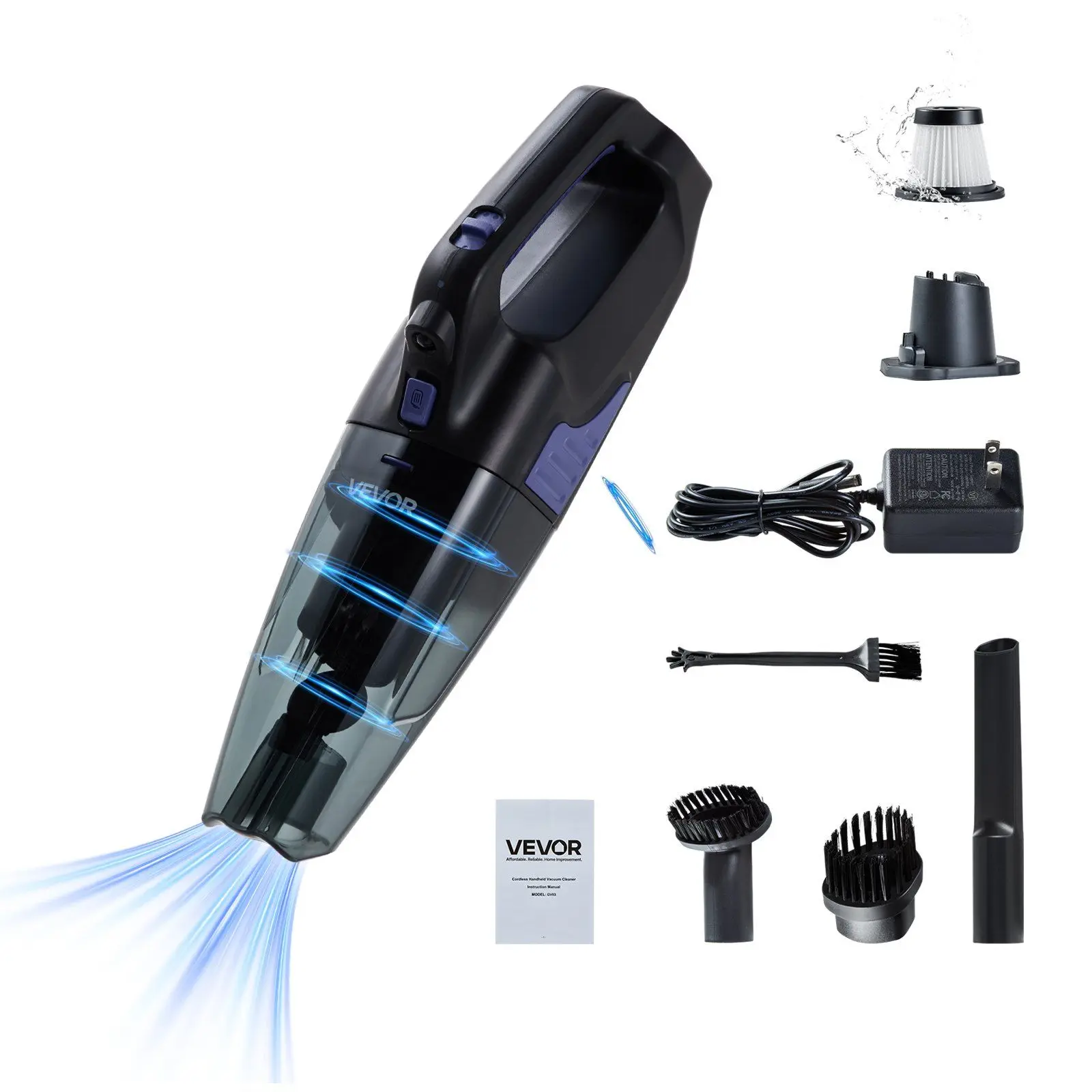 

Handheld Vacuum, Portable Vacuum Cleaner Cordless with HEPA Filter and Brushes, Lightweight Hand Held Cleaner with Powerful
