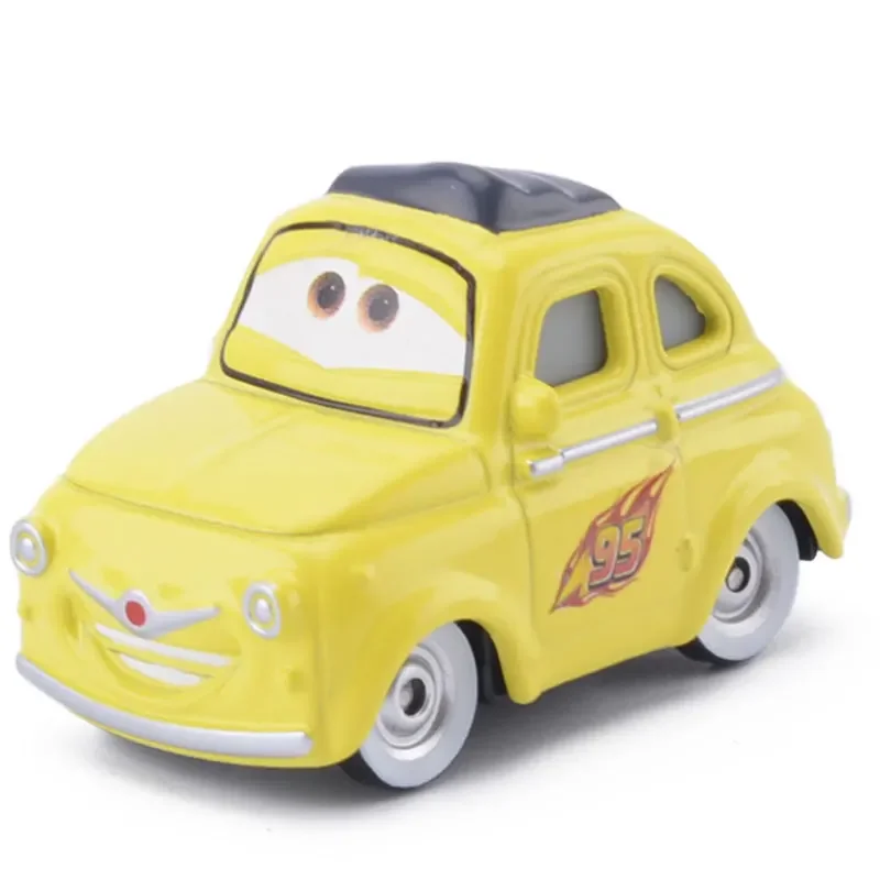 Disney pixar carros 2 peças mini empilhadeira bonito guido & luigo 1:55 liga de metal fundido relâmpago mcqueen modelo carro menino brinquedo presentes