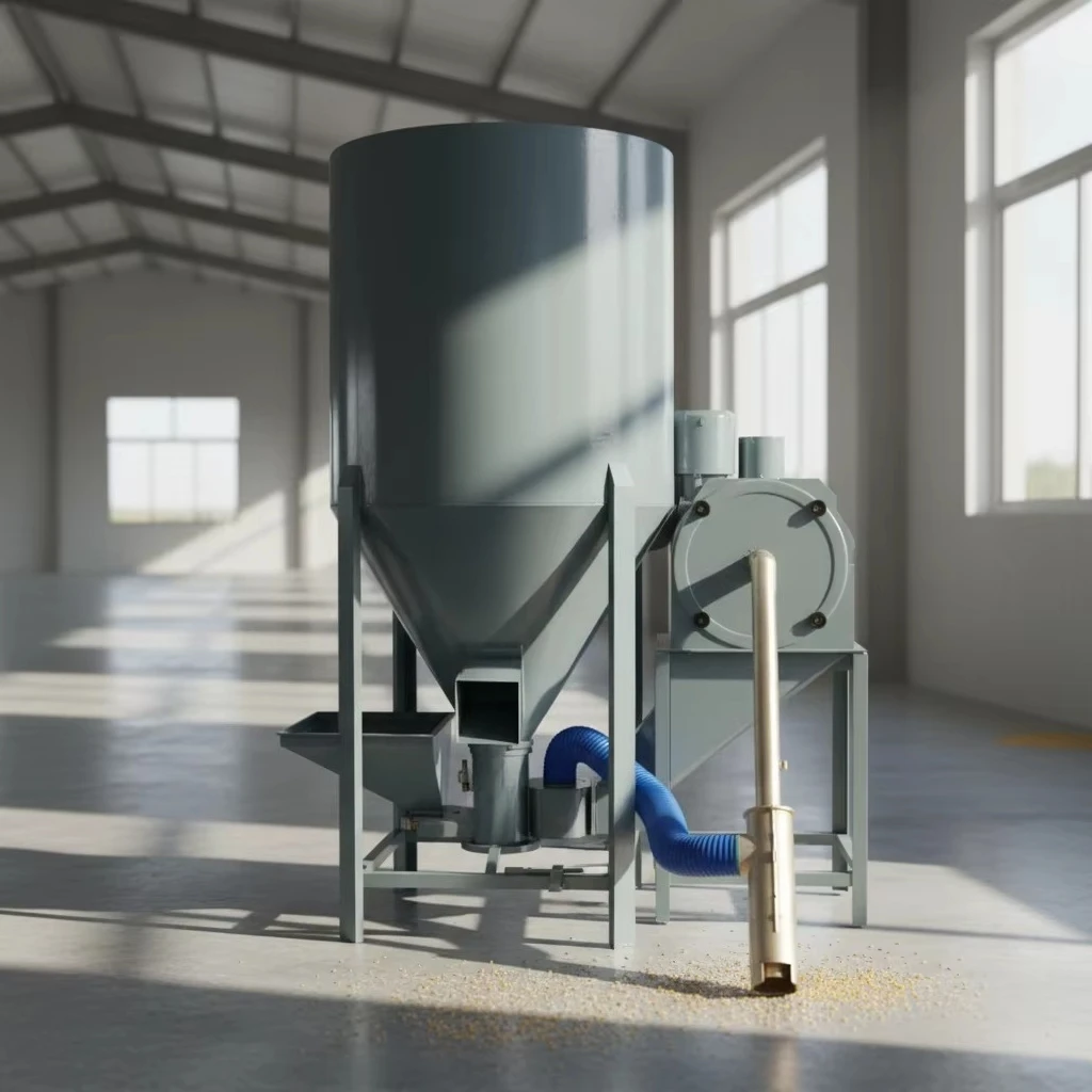 vertical dust-free feed crushing mixer for animal feed mixing and grinding