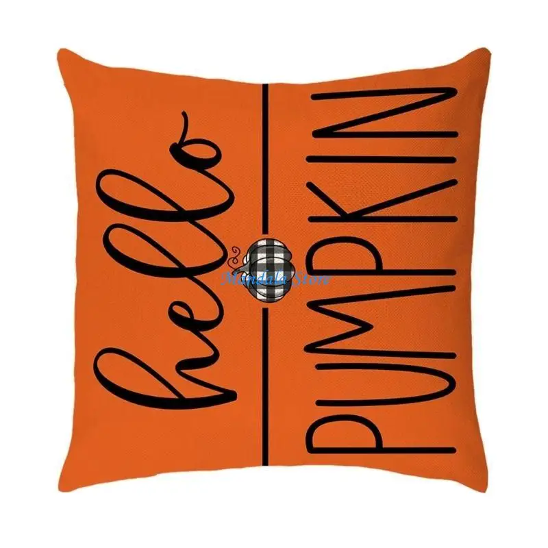 

U2JC Holiday Decorative Cushion Cover Pumpkin Pillowcase Zipper Closure Throw Pillow Cover Accessories