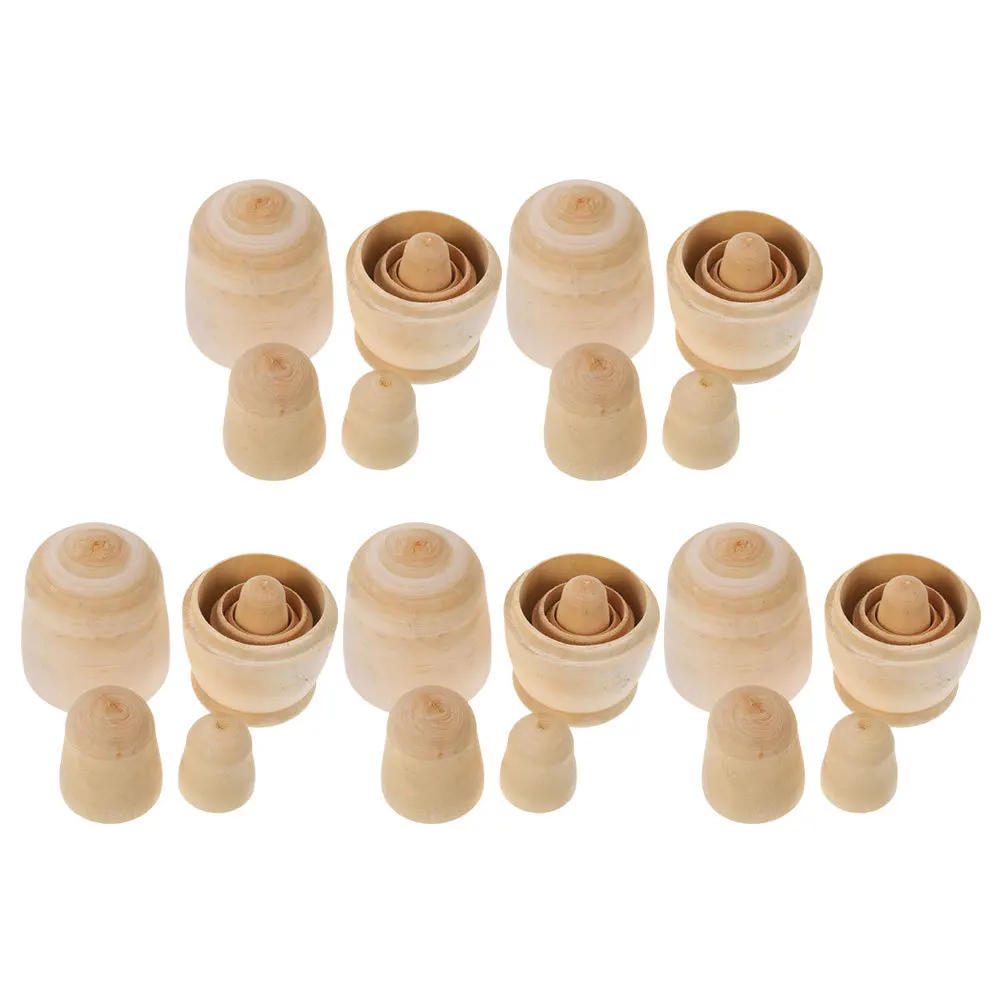 

5Sets DIY Unpainted Russian Nesting 5-Layer Wooden Matryoshka Set for Drawing Crafting Family Activity Kids Creative Art