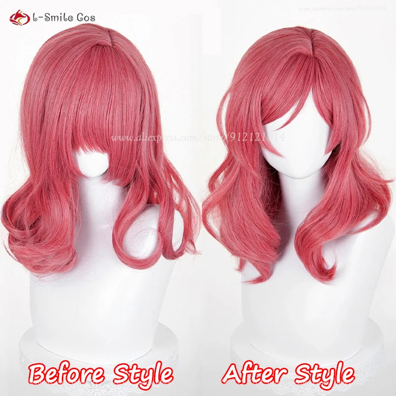 Maki Nishikino Cosplay perruque 48 cm de Long rouge Cruly perruques résistant à la chaleur cheveux synthétiques Anime Cosplay perruque pour les femmes + bonnet de perruque