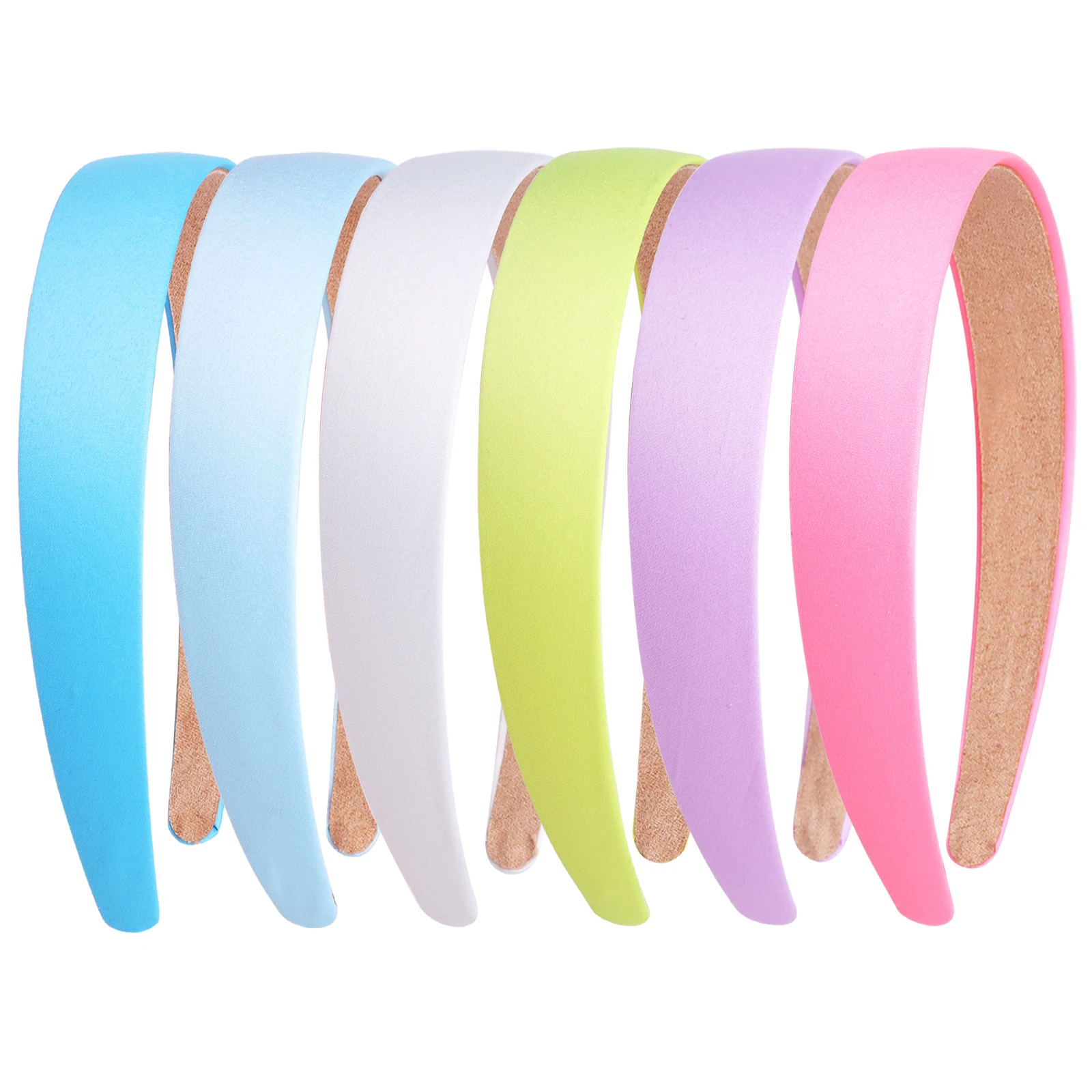 6pcs Wide Satin Headbands 1.18 Inch Anti-slip Black Ribbon 