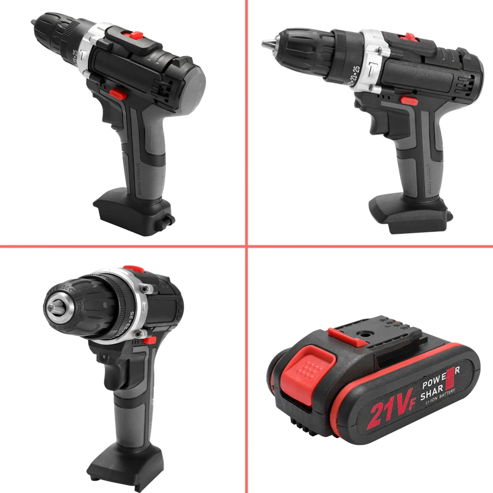 21V Electric Impact Cordless Drill High-power Lithium Battery Wireless Rechargeable Hand Drill Home DIY Electric Power Tools